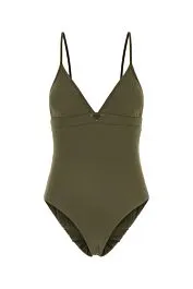 Army green stretch nylon swimsuit    