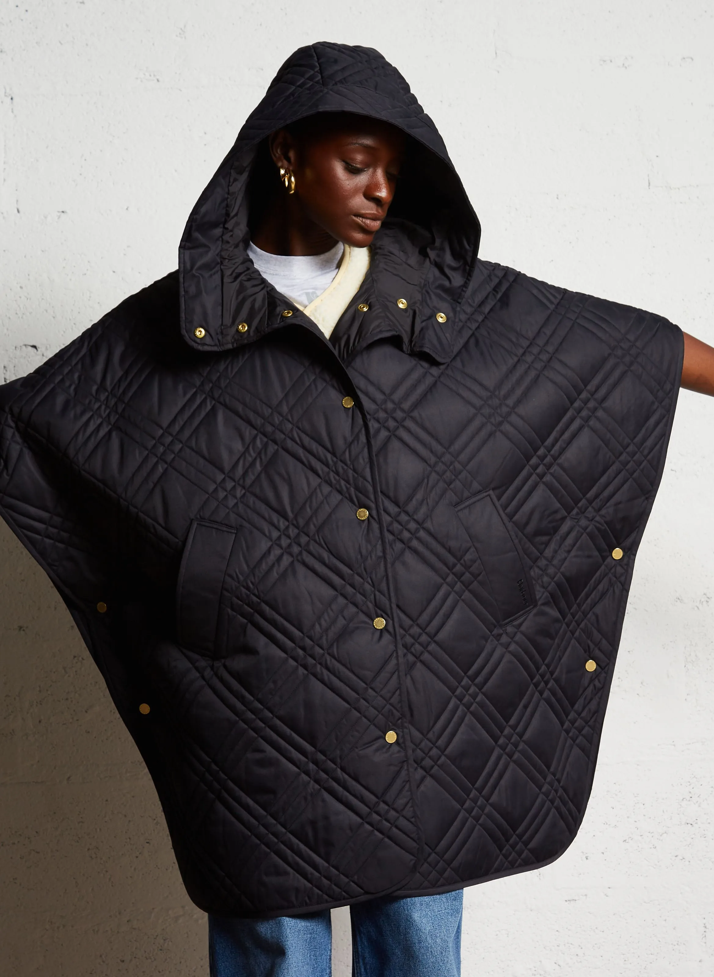  BARBOUR   ASTOR - Cappotto con collo alto ampio trapuntato | Nero