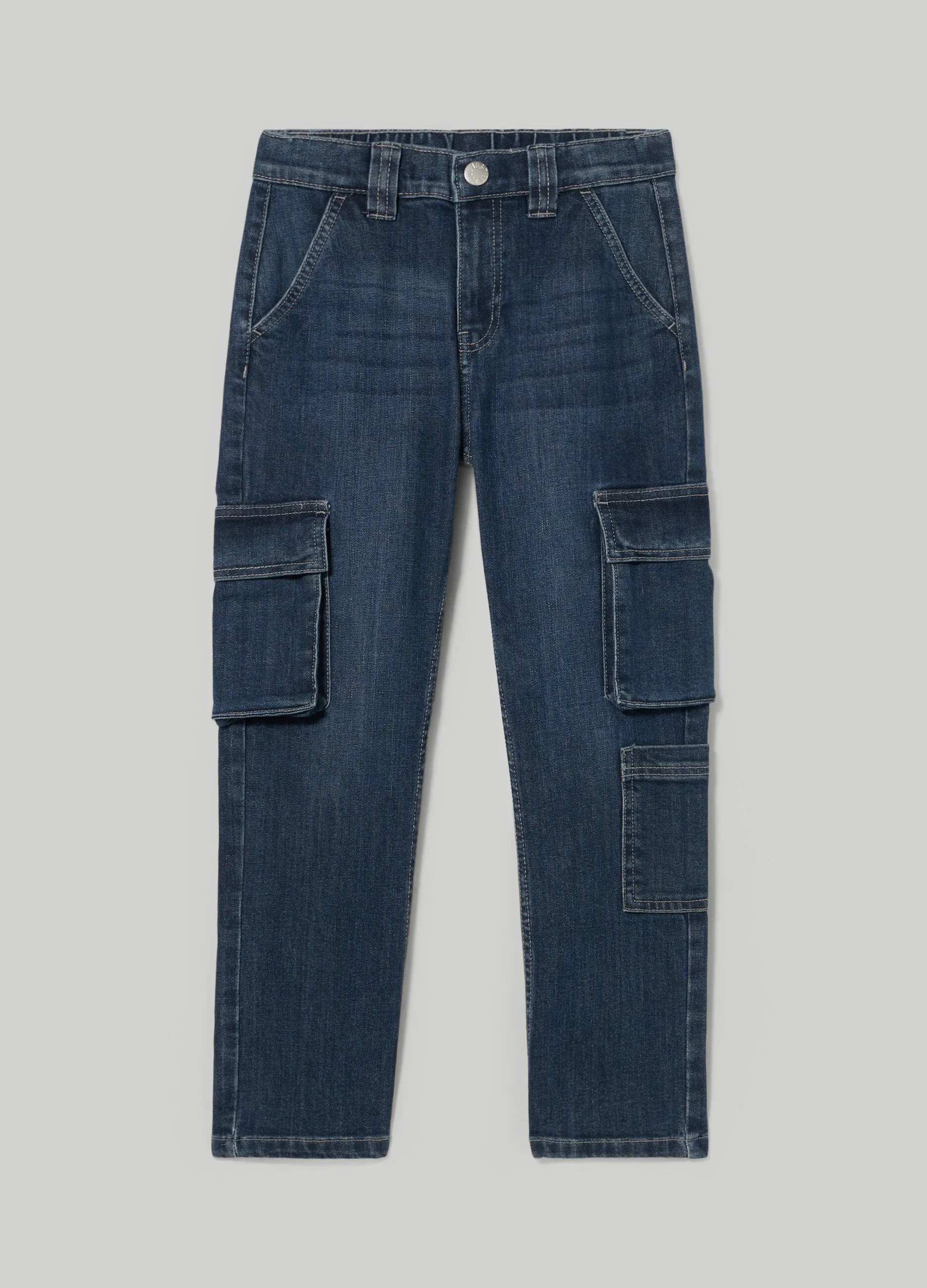 BLUKIDS  Denim cargo in denim stretch ragazzo