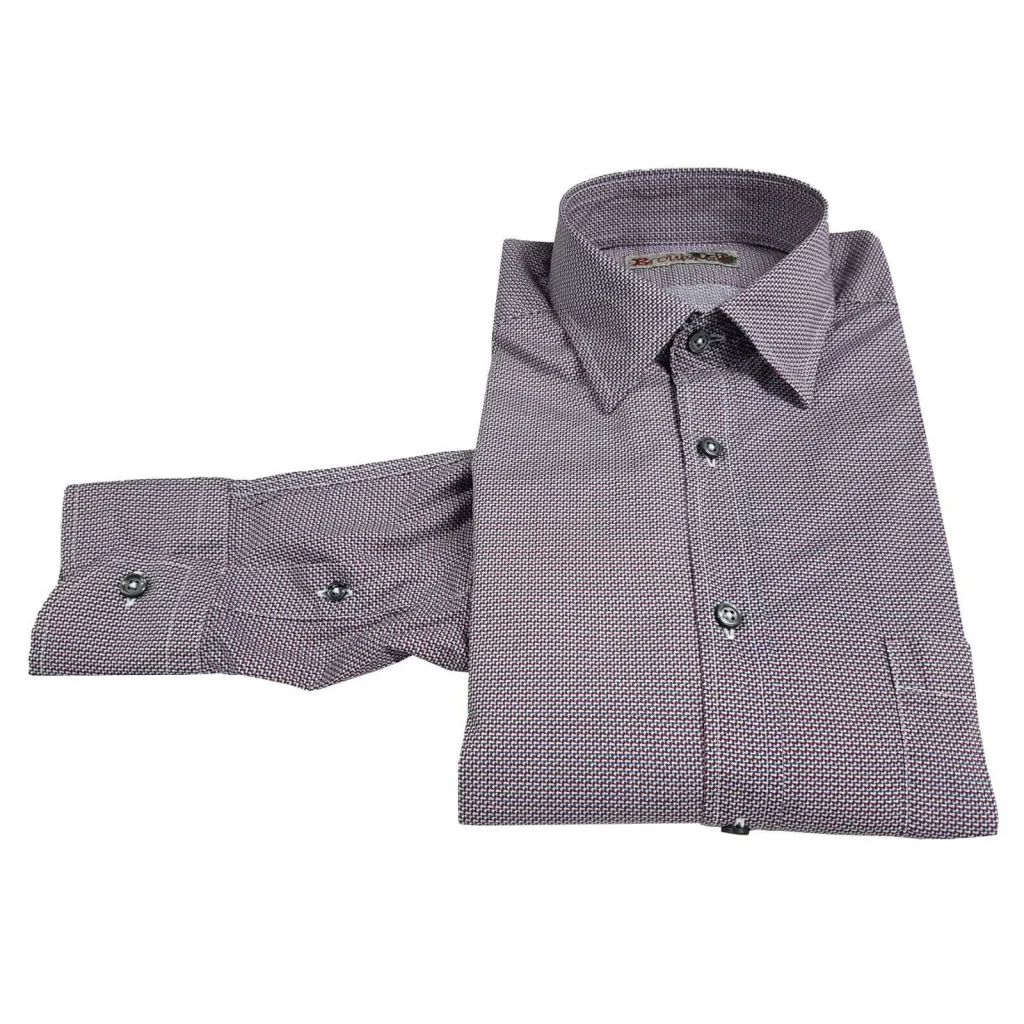 BROUBACK camicia uomo in cotone con taschino manica lunga rosso/blu MADE IN ITALY