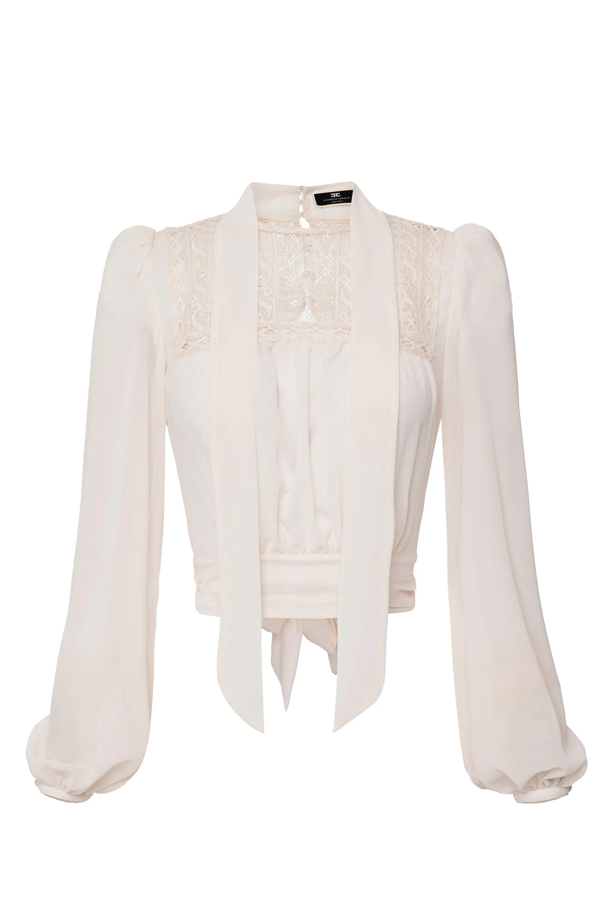 Camicia crop in viscosa con pizzo