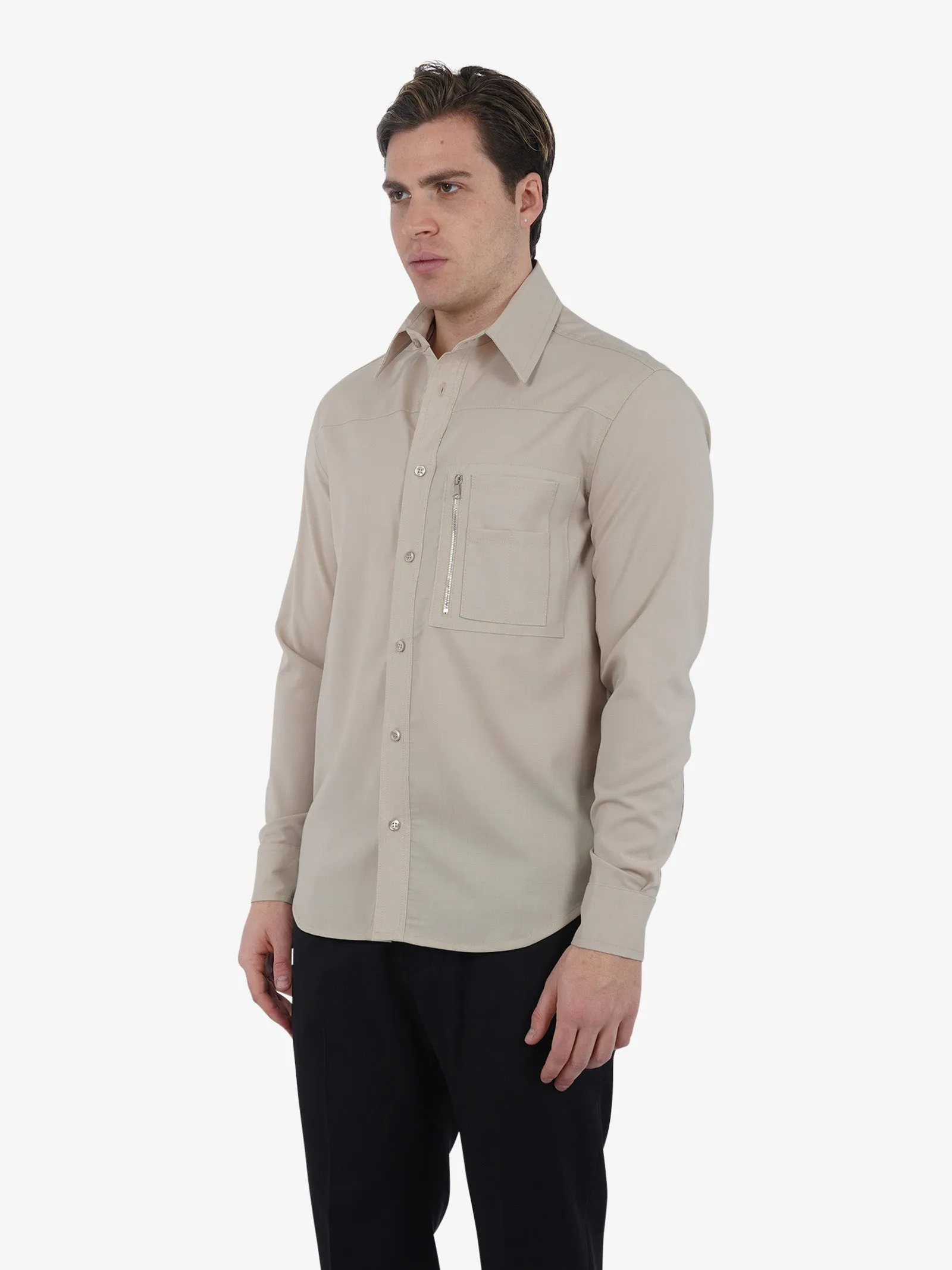 Camicia XCM7164 uomo lana beige