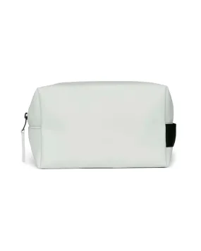 Cosmetic bag grigio perla in tessuto impermeabile effetto gommato con scritta logo