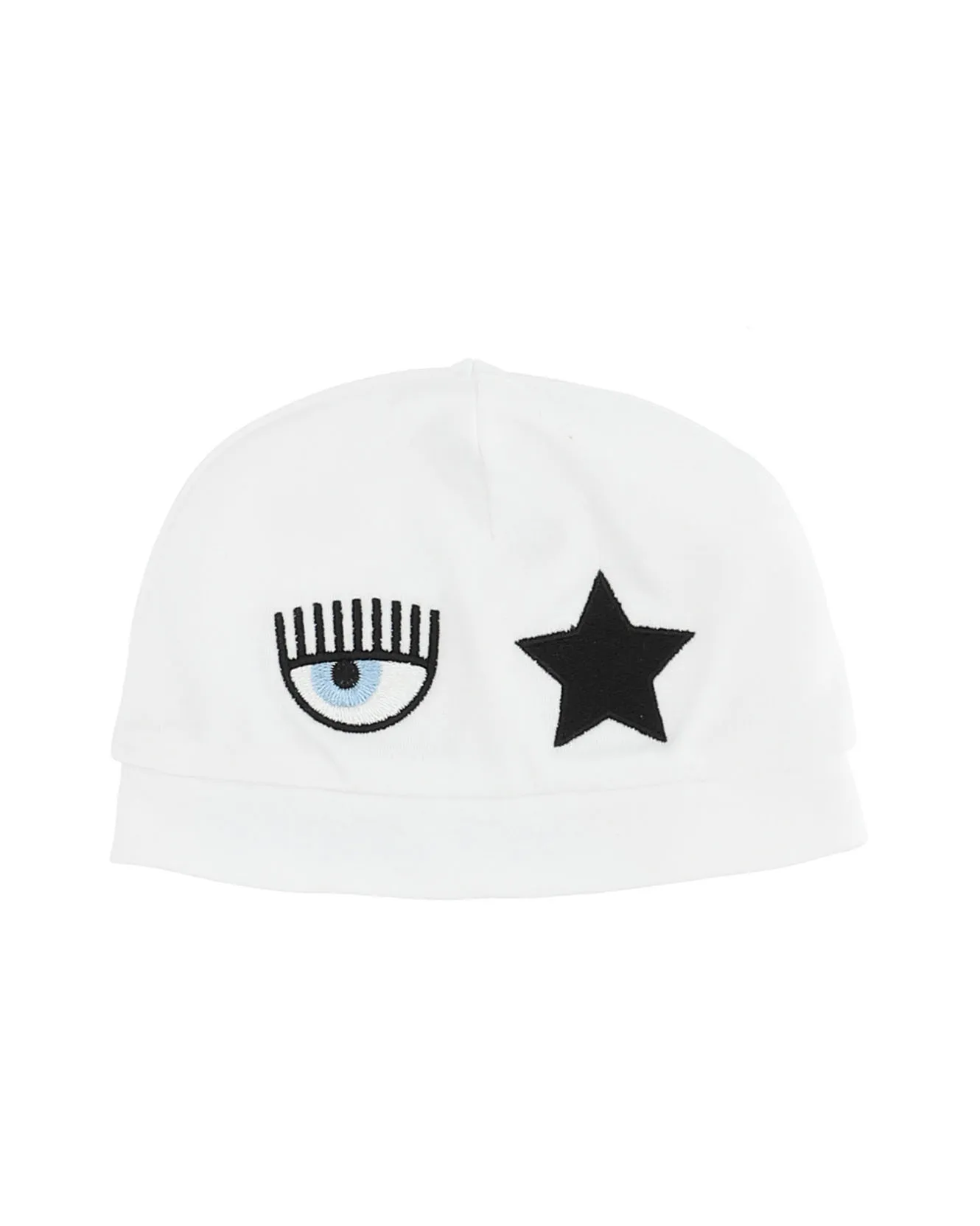 Cuffietta bianca in cotone interlock con ricamo logo eyestar 3-6 mesi