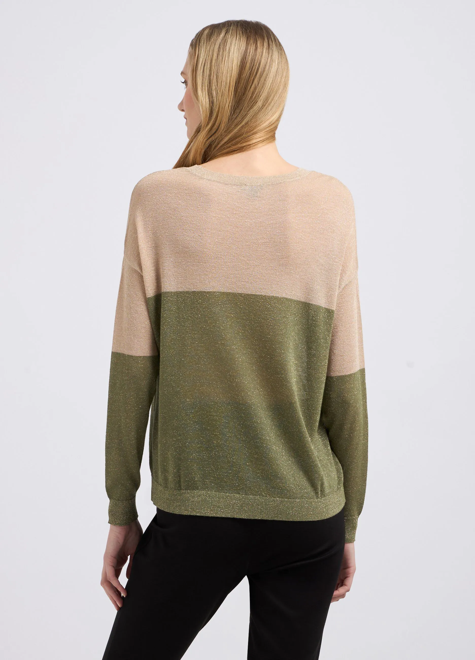 Girocollo tricot in misto viscosa con filo lurex donna