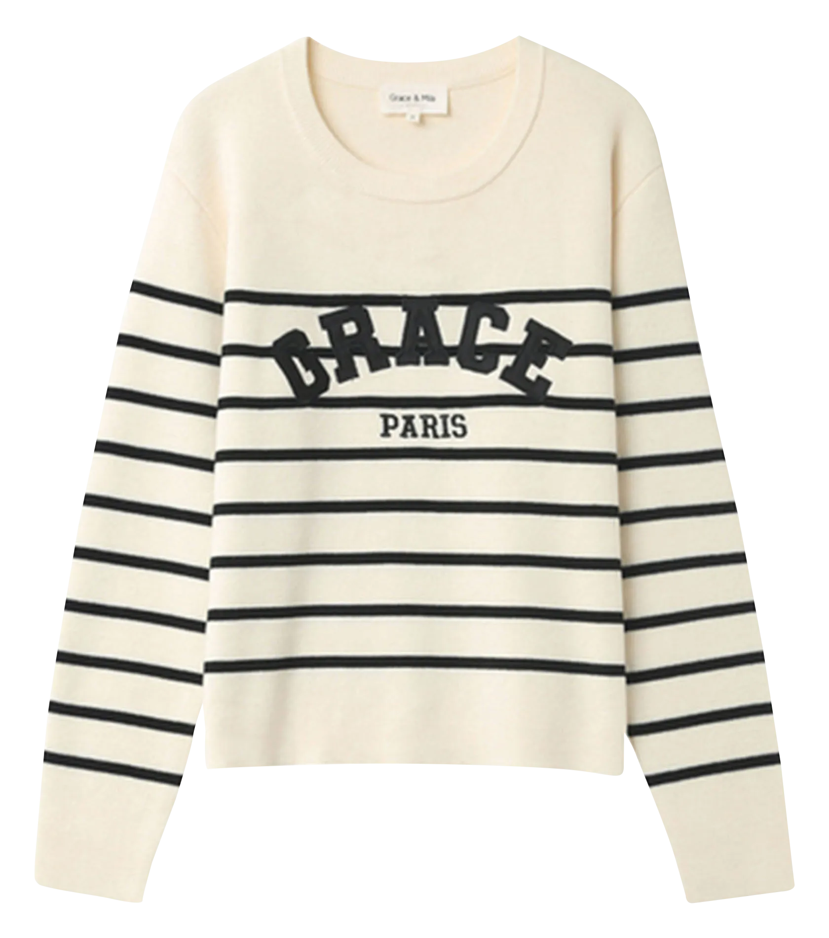  GRACE ET MILA   NAHIA - Maglione dritto scollo tondo a righe | Beige