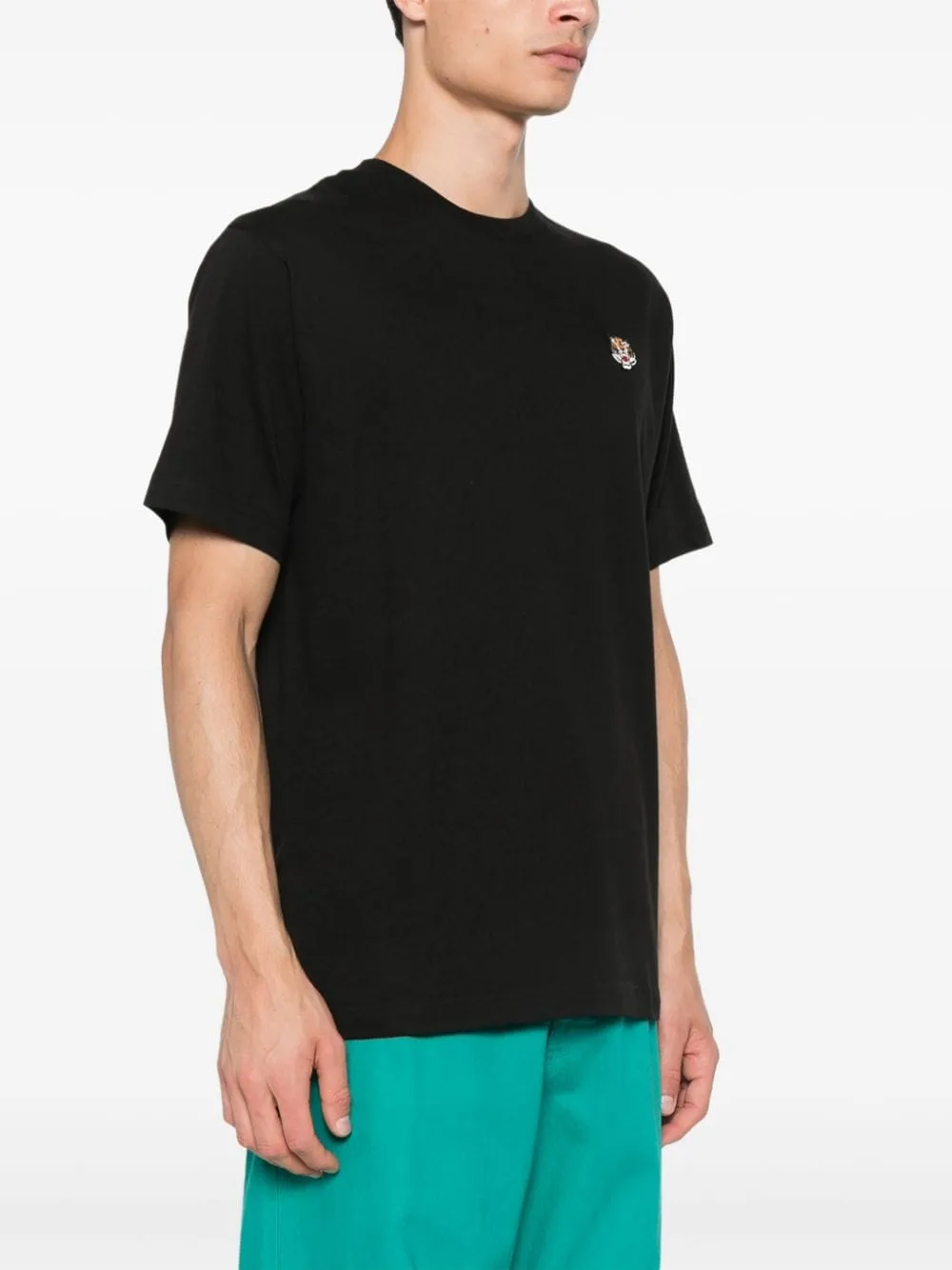 Kenzo T-shirt Nero Uomo Ricamo Tiger Crest