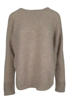 maglia donna con bottoni sui lati beige