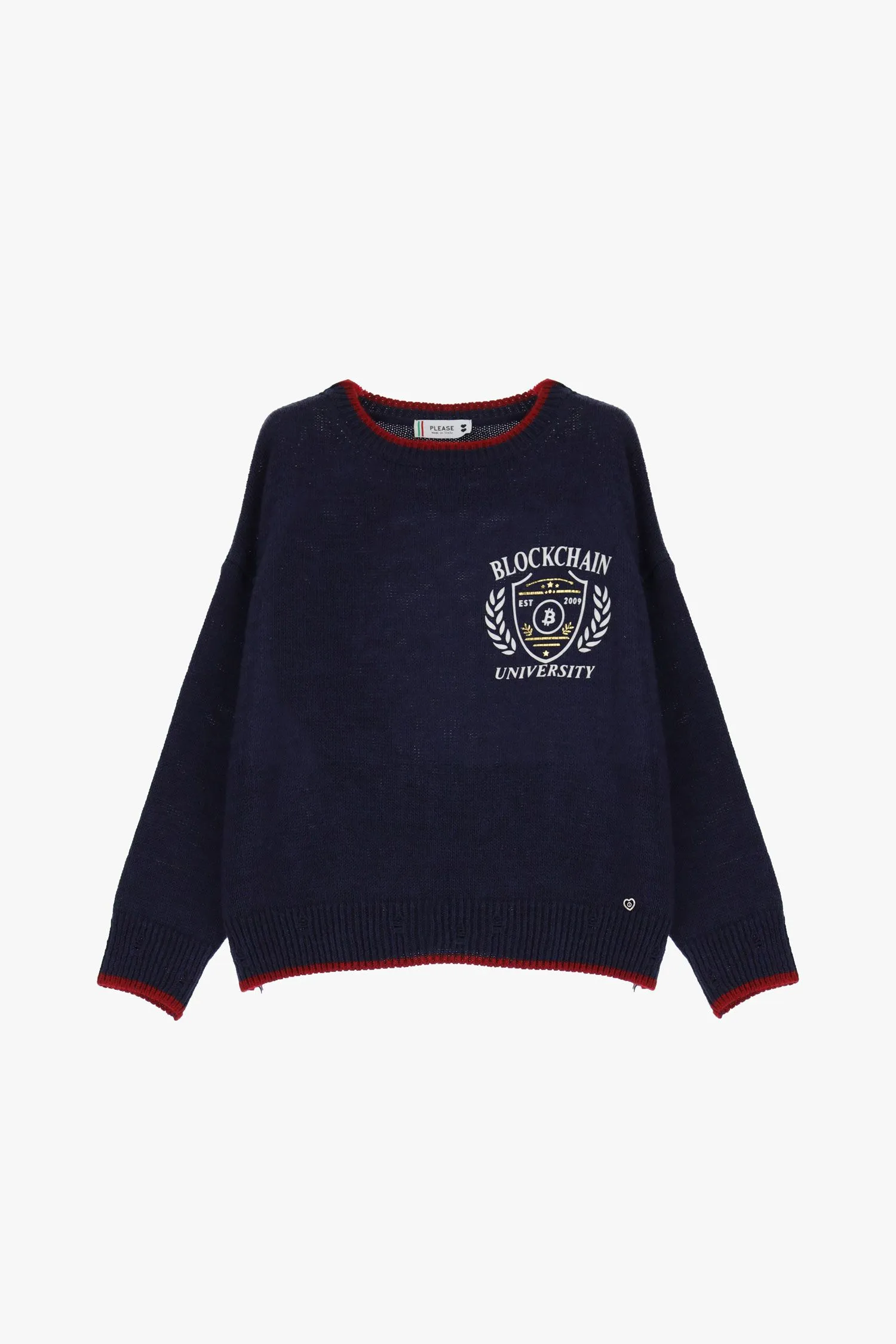 Maglione stile college con orli a contrasto 