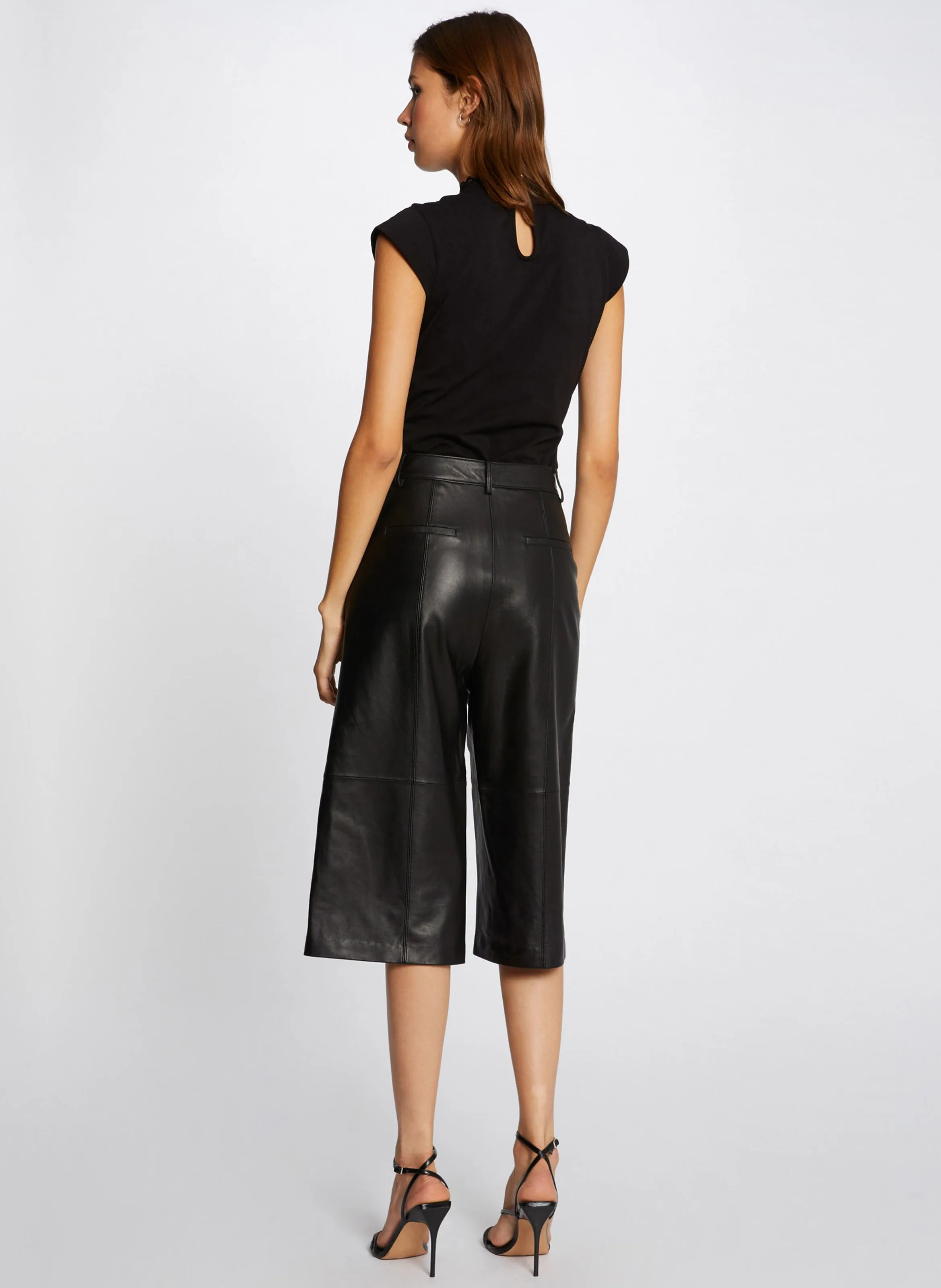  MORGAN   DITRA - T-shirt a maniche corte con collo alto in misto cotone | Nero