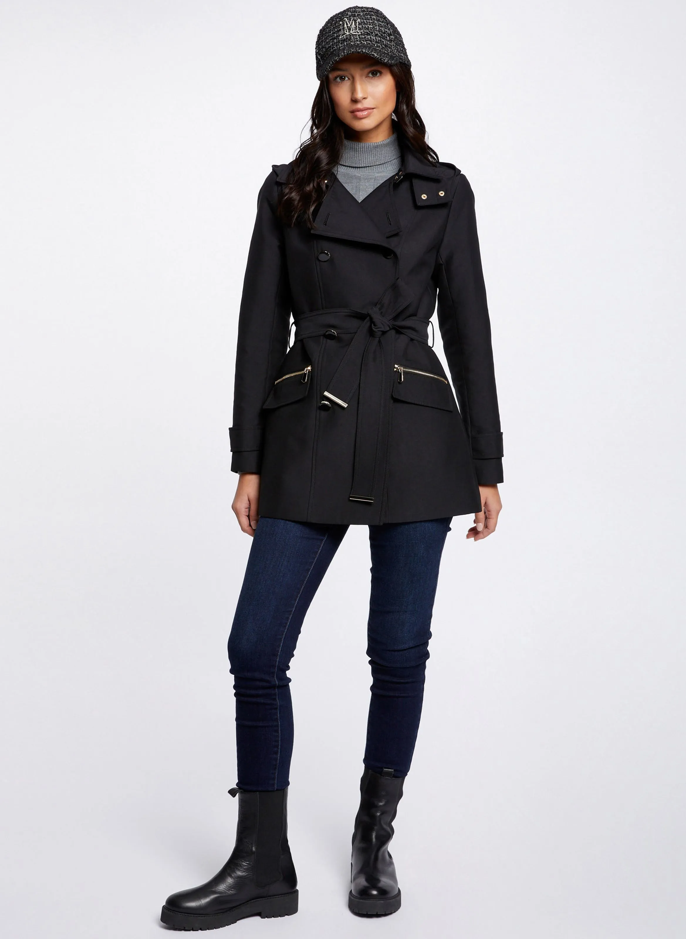  MORGAN   GLADIA - Trench sciancrato con revers e cappuccio | Nero