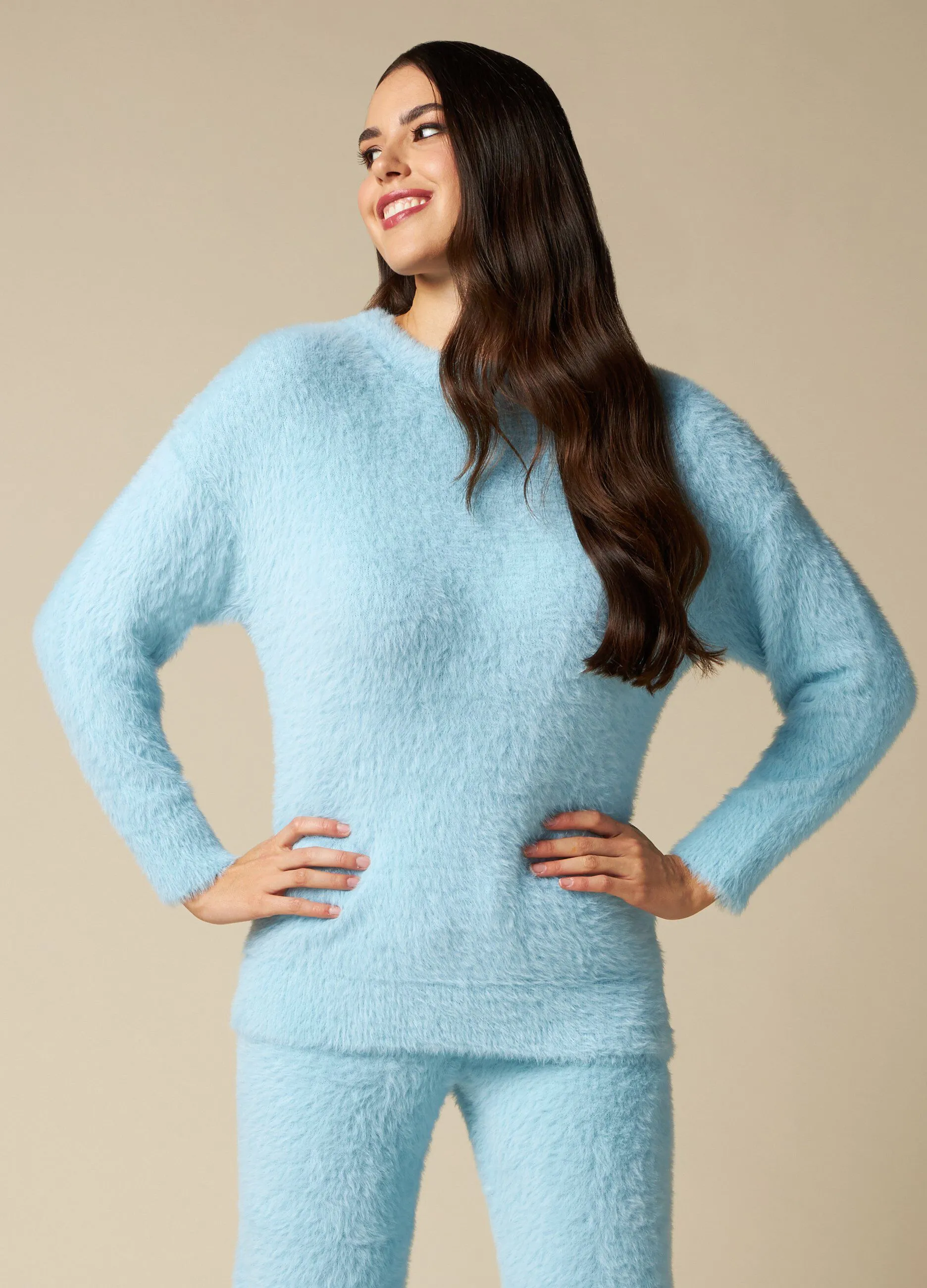 NYMOS  Maglia pigiama in filato effetto pelliccia donna