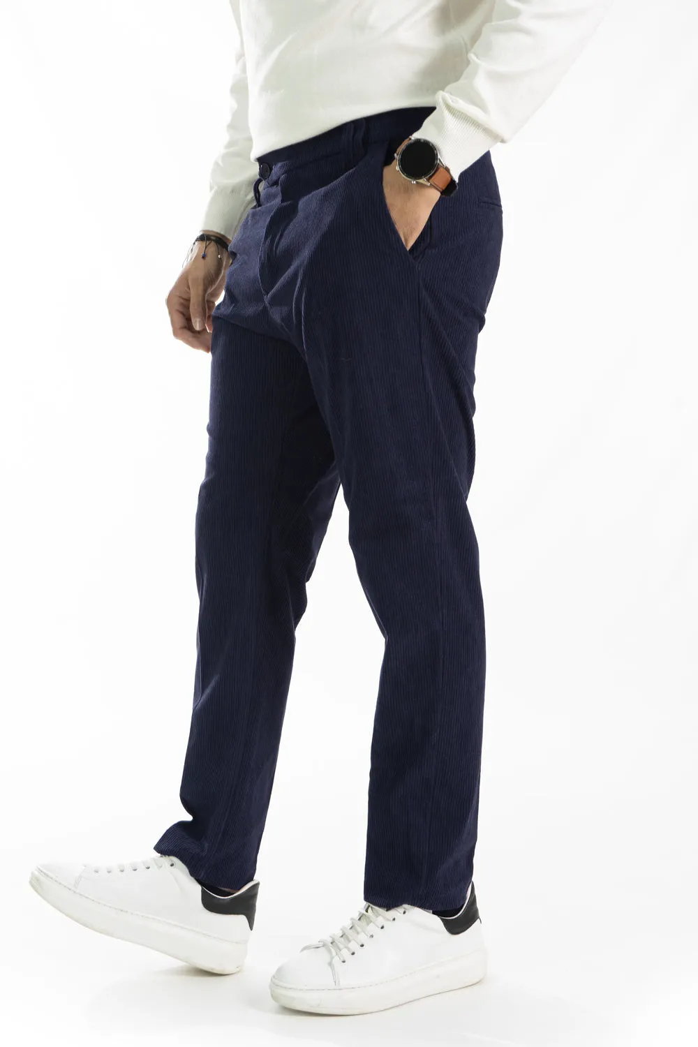 Pantalone Uomo Velluto a Costine Bottone Decentrato Art. Pt178