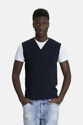 S3-0576 Gilet V con T-Shirt Blue Man  