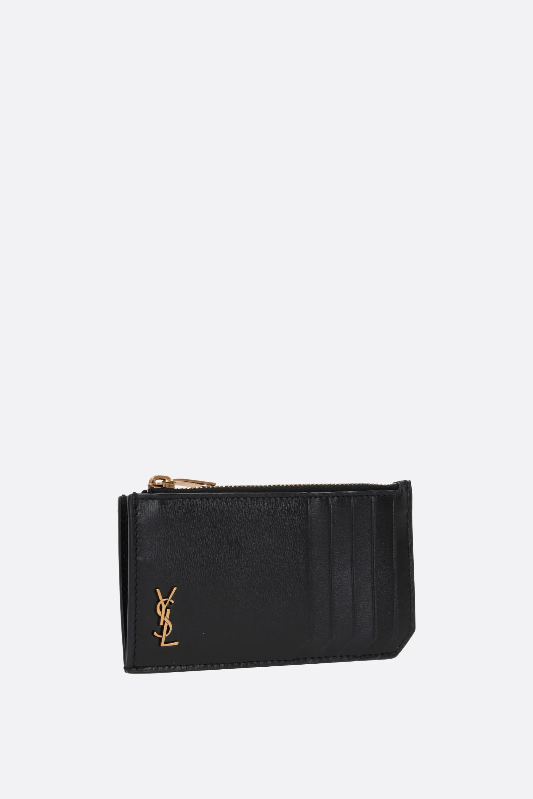 SAINT LAURENT porta carte con zip Cassandre Fragments in pelle lucida