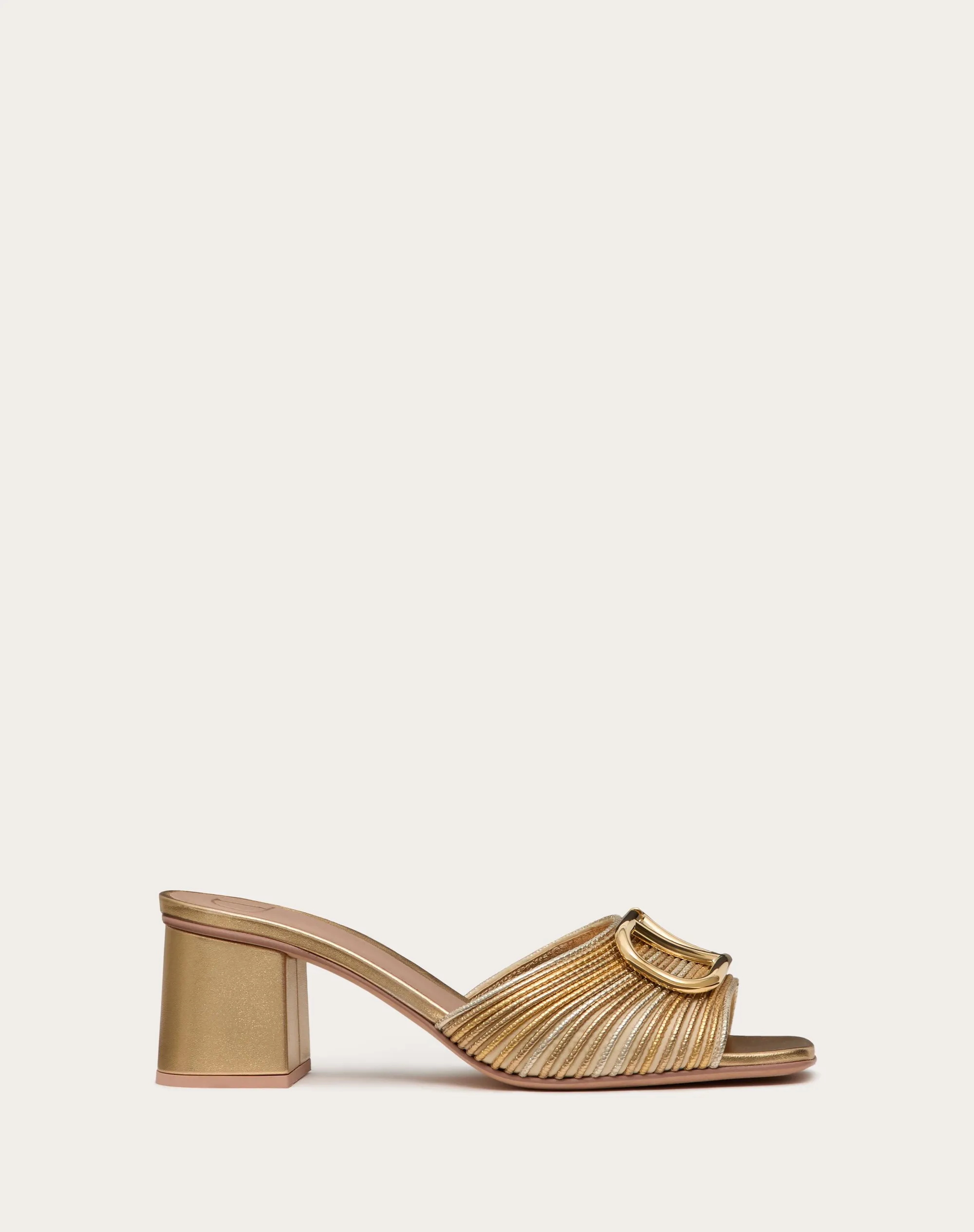 SANDALO SLIDE VLOGO SIGNATURE METALLIZZATO CON RICAMO CORNELY 60MM