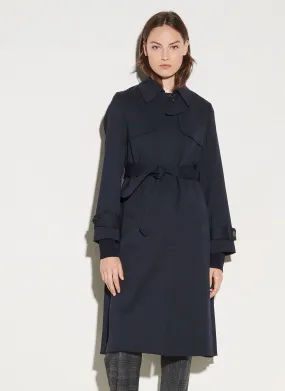  SANDRO   Trench collo classico con applicazione plissettata dietro | Blu