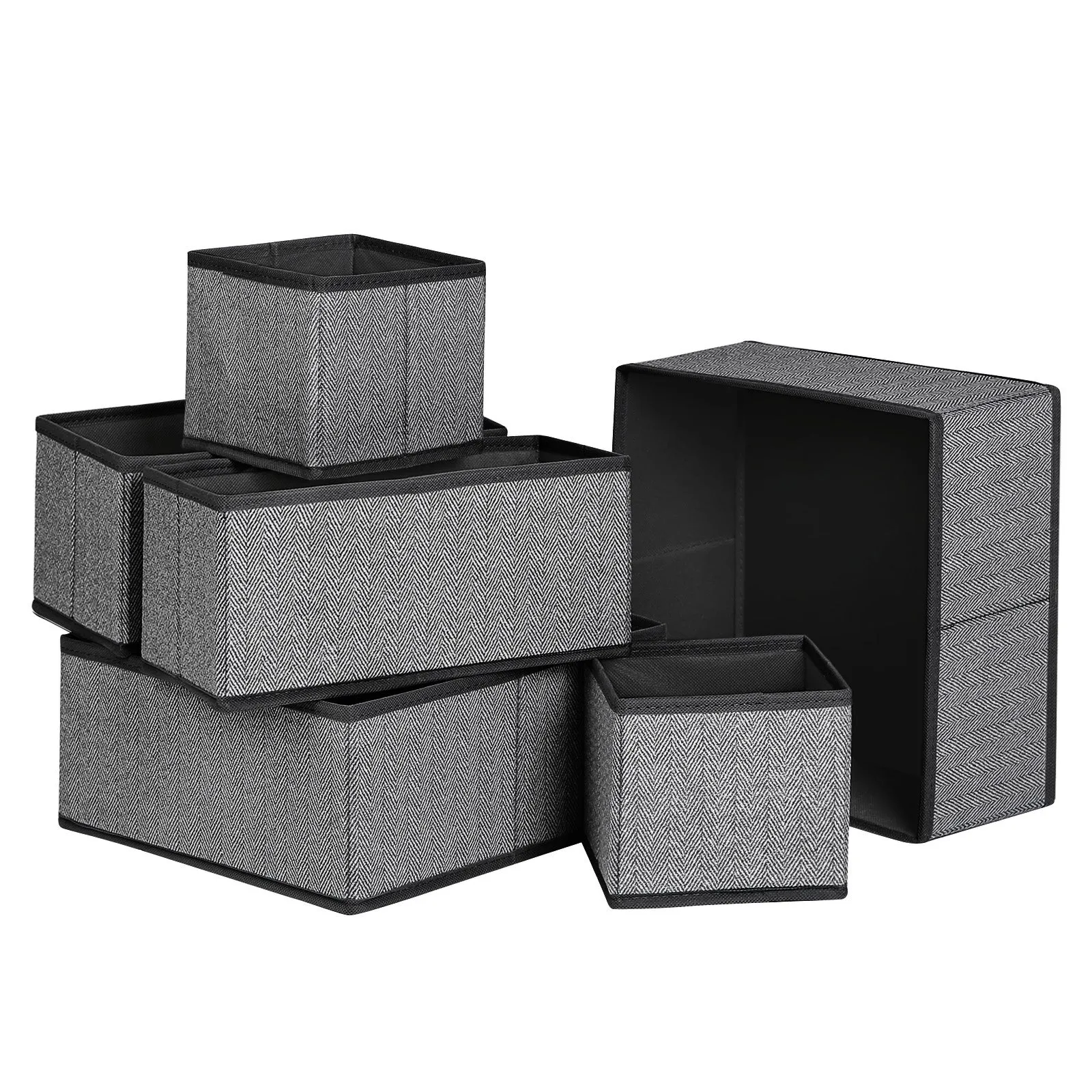 Set di Divisori per Cassetti Armadio Pieghevole in Tessuto Simil Lino