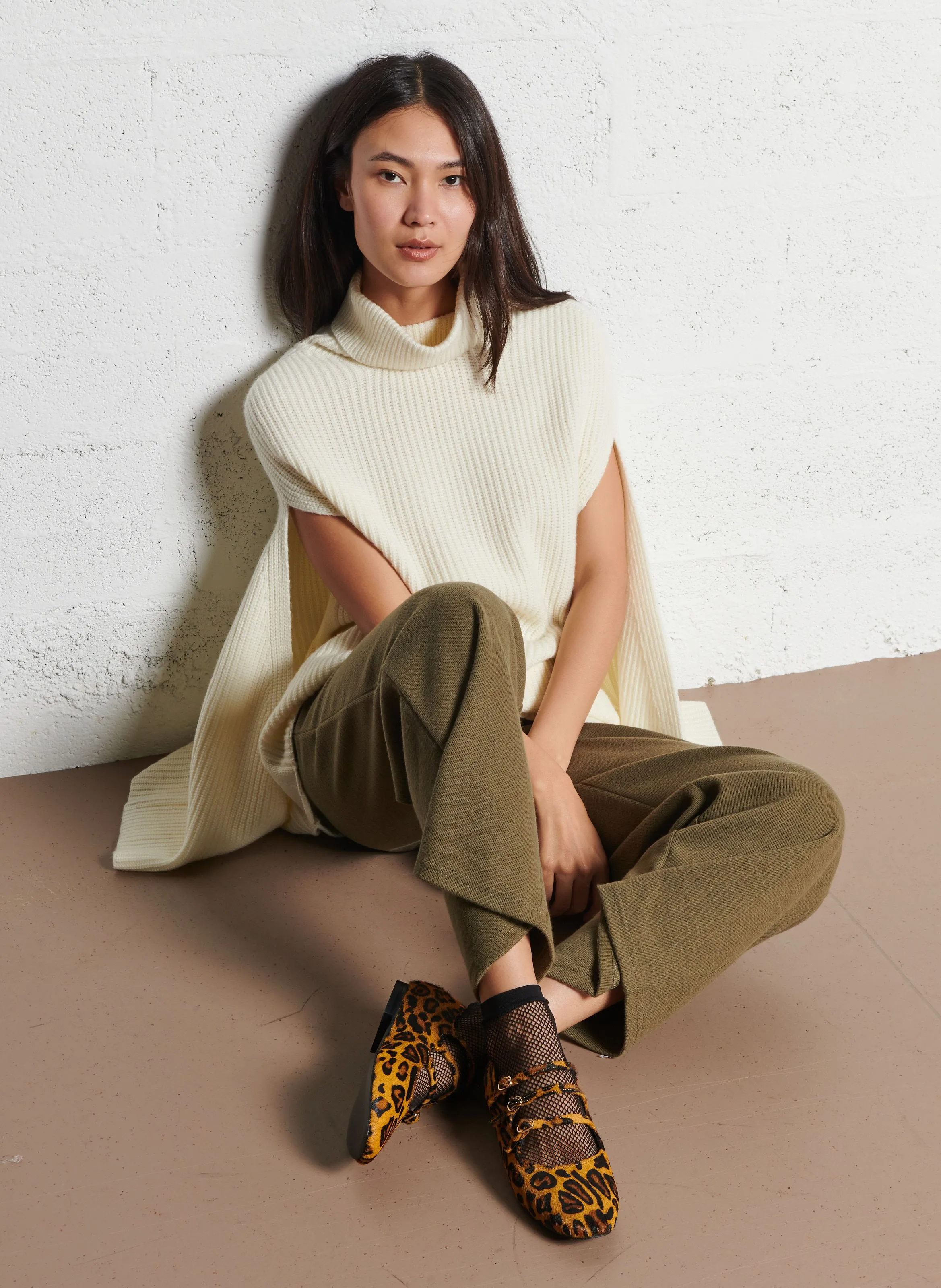 STELLA FOREST   VAIANA - Maglione a collo alto effetto mantella in misto lana | Beige