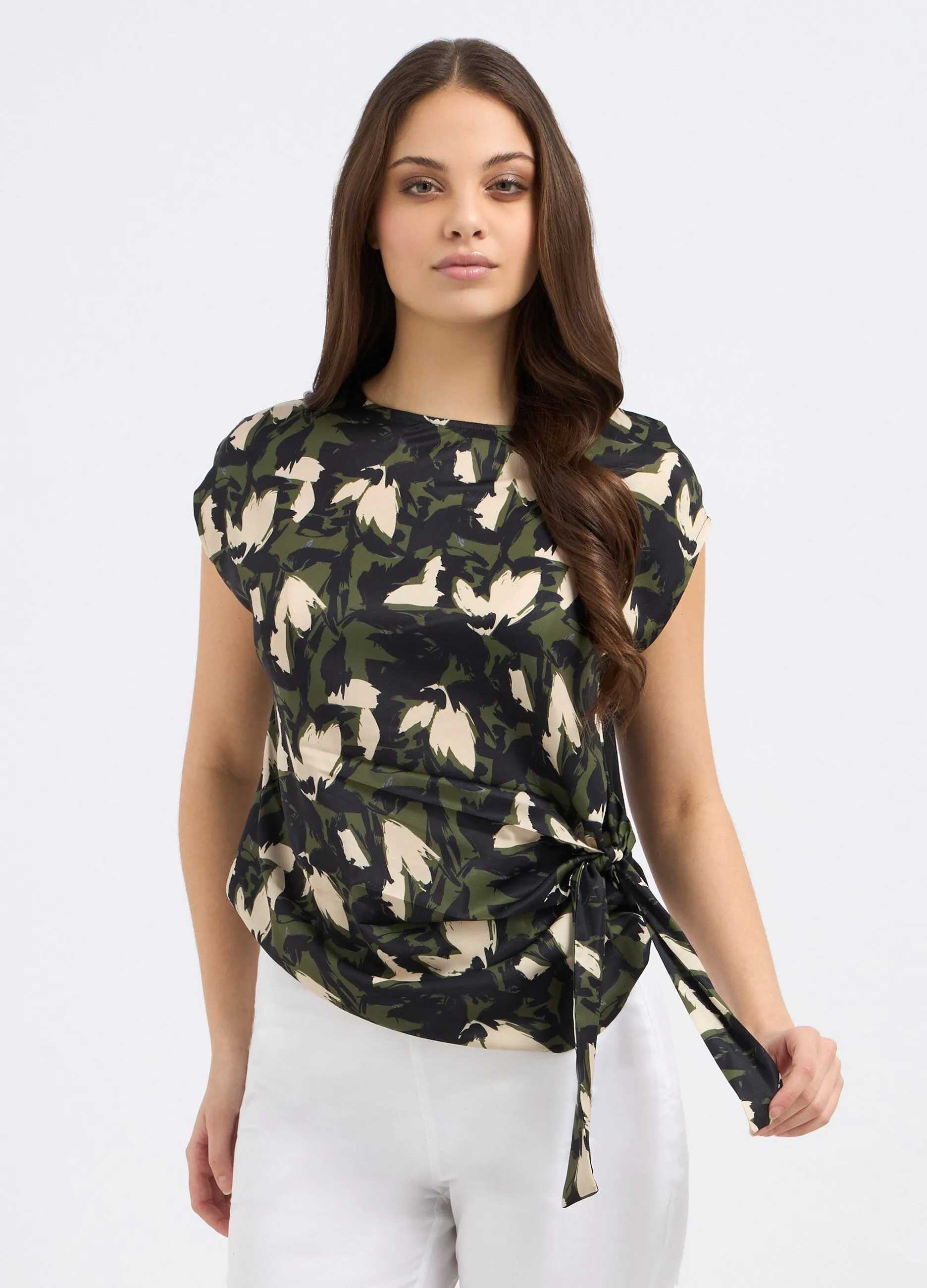 T-shirt in misto viscosa con stampa donna