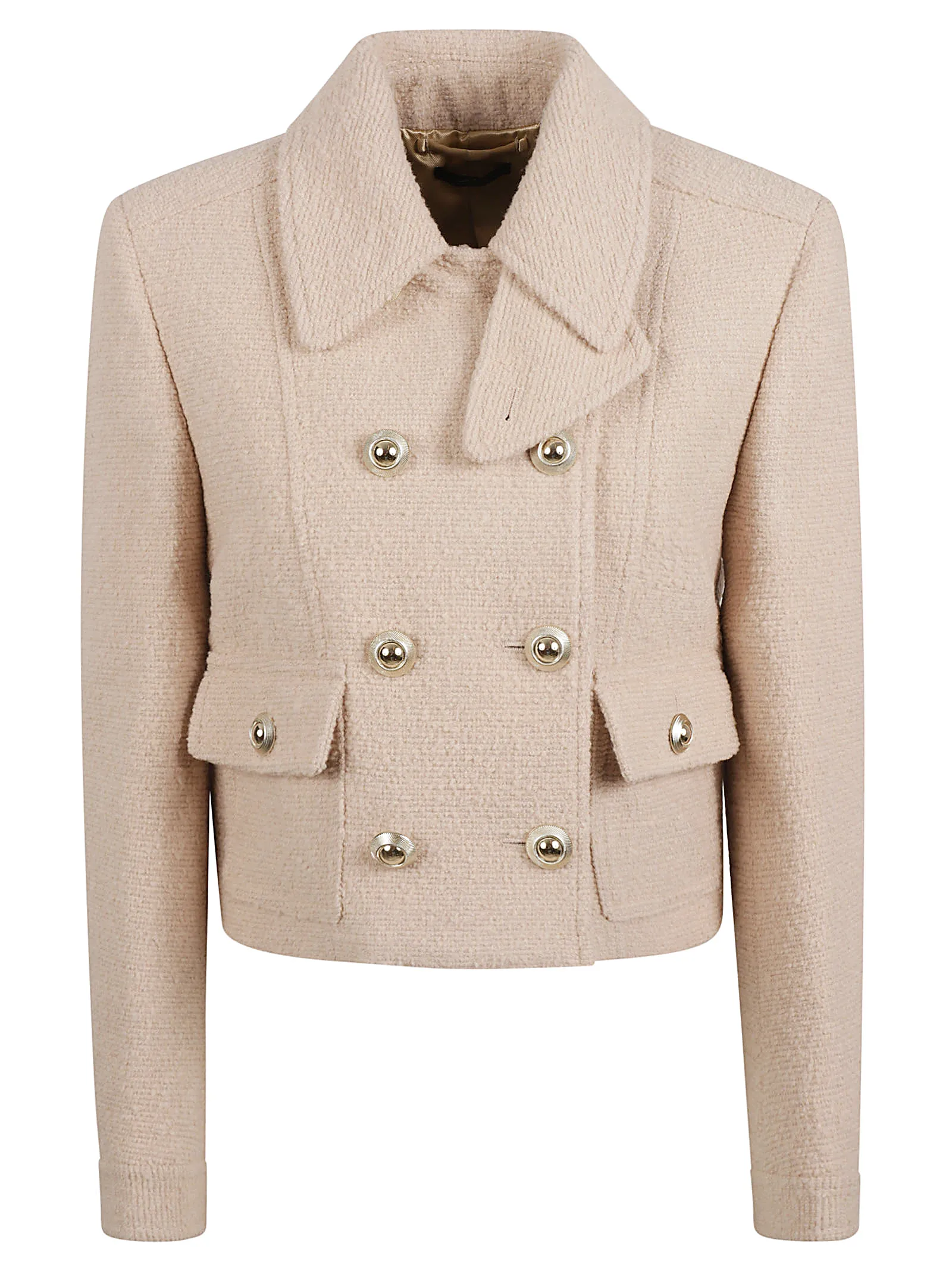 TOM FORDVirgin wool boucle' double breasted chasseur jacket MILKY BEIGE
