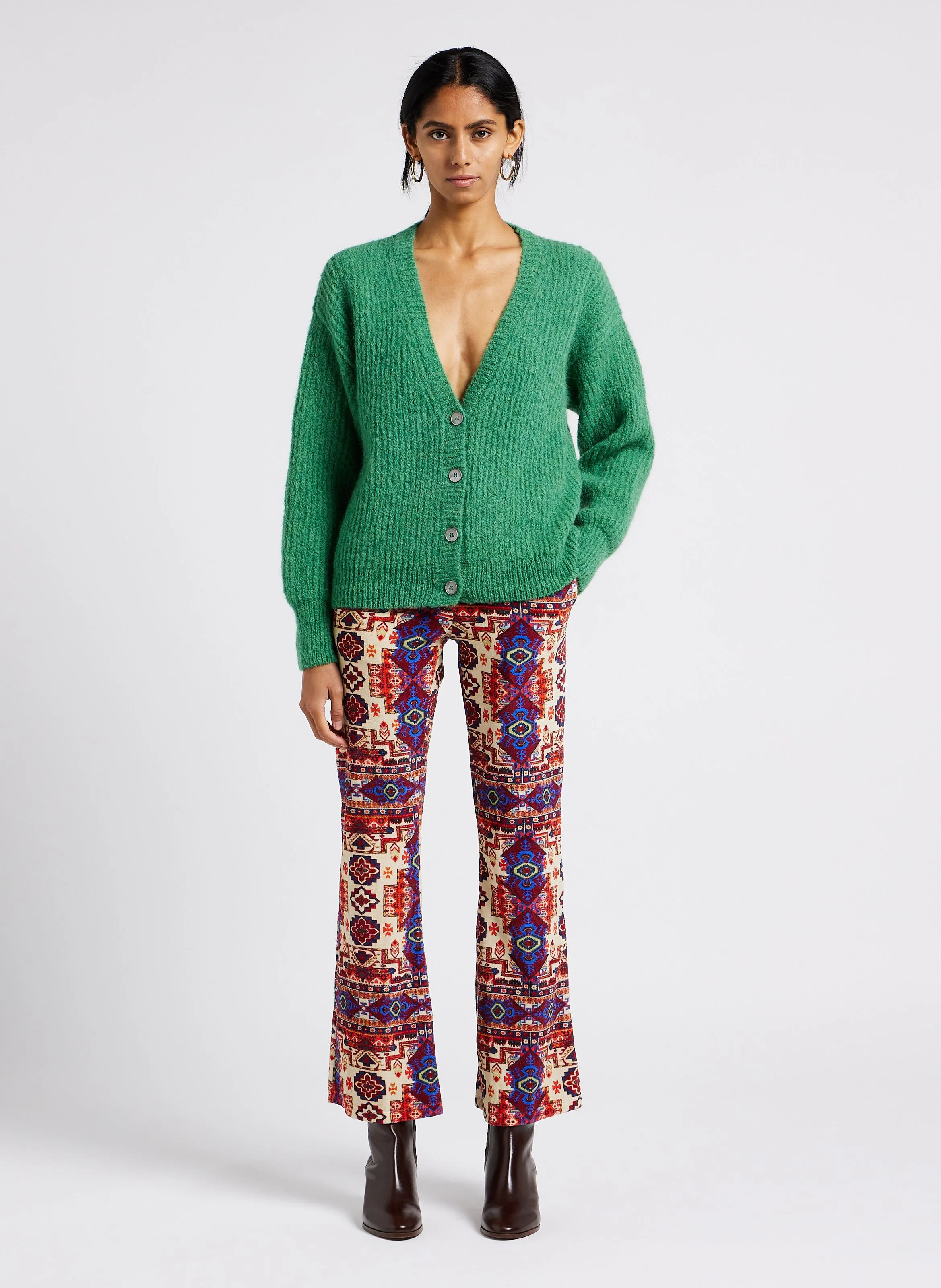  V DE VINSTER   TAPESTRY - Pantaloni a vita alta in cotone con motivo azteco | Rosso