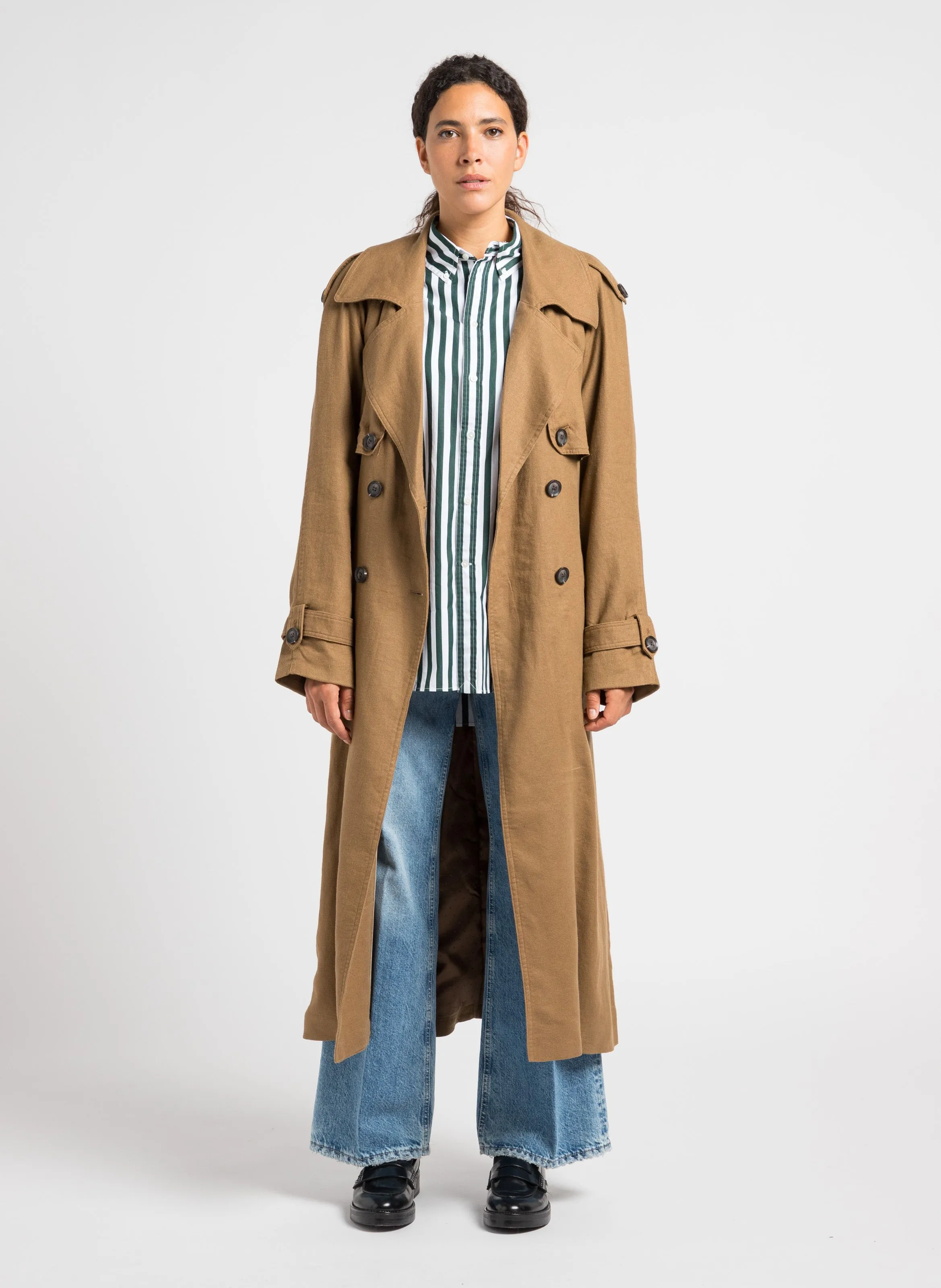  VILA   VIBE - Trench collo classico in misto lino | Marrone