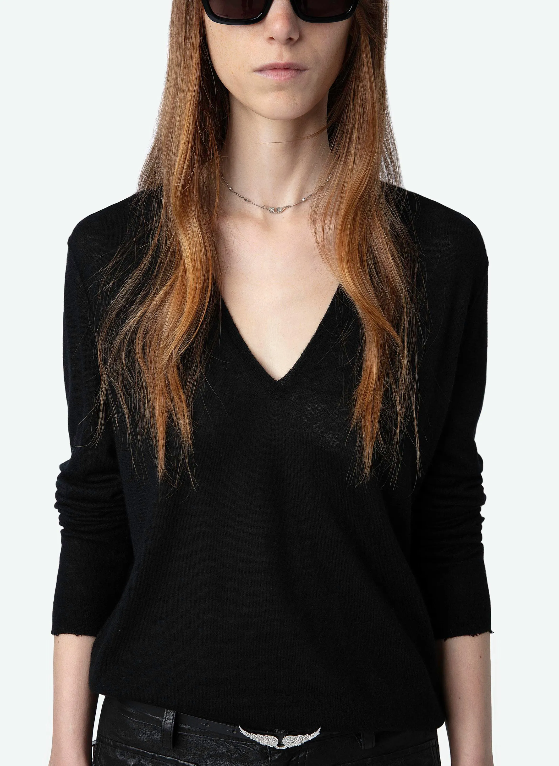  ZADIG&VOLTAIRE   RIVY - Maglione dritto con scollo a V in cashmere | Nero