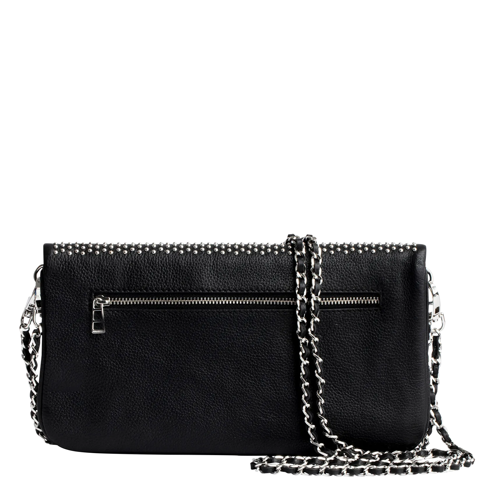  ZADIG&VOLTAIRE   ROCK - Pochette con borchie plumetis in pelle martellata | Nero