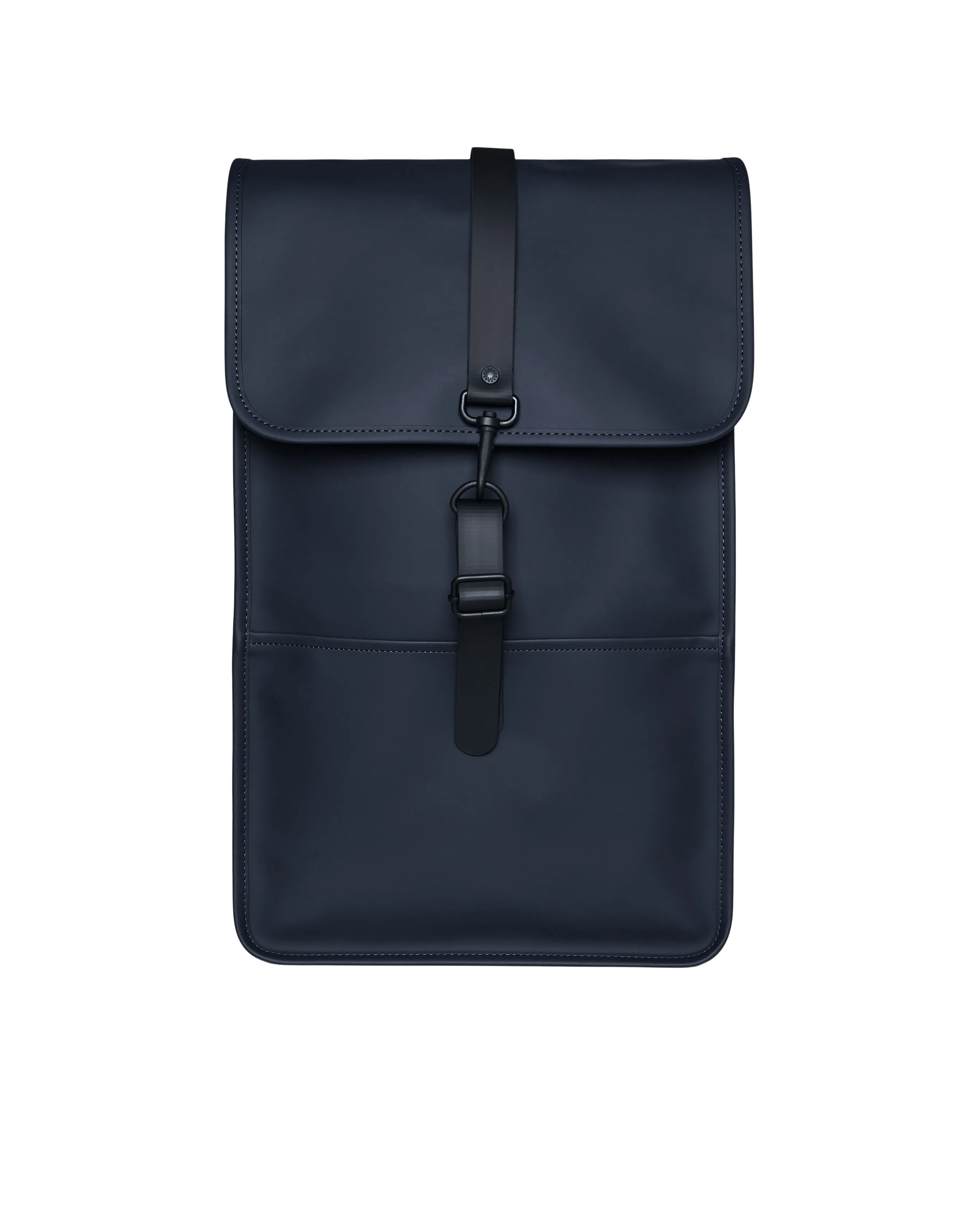 Zaino Backpack blu in tessuto impereabile effetto gommato con patta
